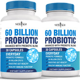 Front view of Probiotics 60 Billion CFU with Prebiotic bottle