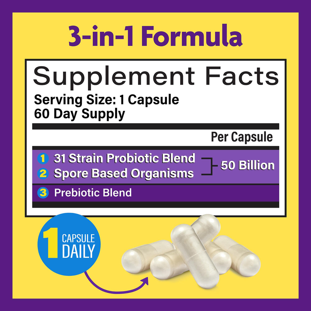 60 capsules probiotic supplement bottle