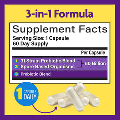 60 capsules probiotic supplement bottle