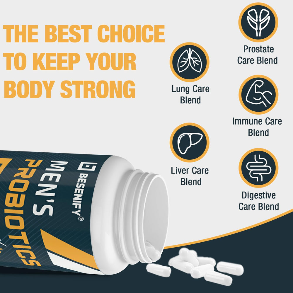 Probiotic bottle with turmeric, cranberry, goji and amla extracts for men