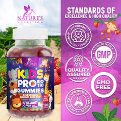 Bottle with 120 gummies for daily use by children ages 4 and up