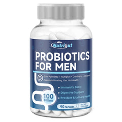Nutrigut Probiotics for Men bottle with 100B CFUs