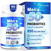 Bottle of Probiotics for Men 50+ with 850B CFU and 90 capsules