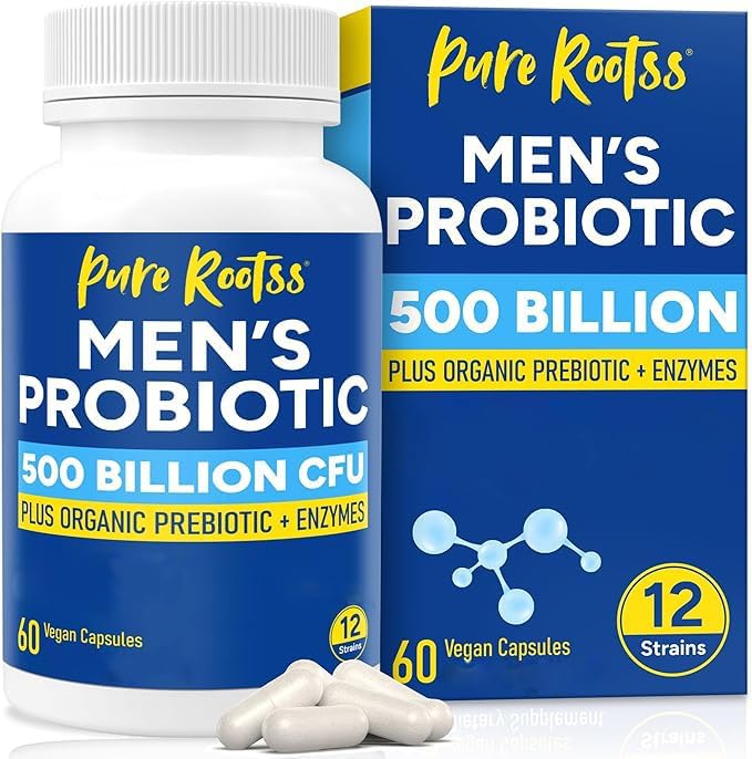 Bottle labeled Probiotics for Men with 500B CFU and 12 strains