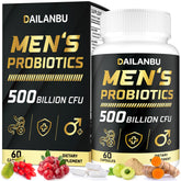 Bottle of probiotics for men with 500B CFU, 60 capsules