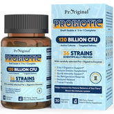 Product bottle labeled Probiotics for Women & Men 120B CFU