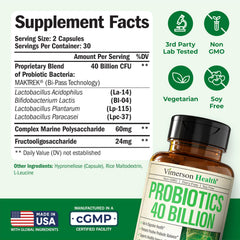 Label highlighting 40 billion CFU potency