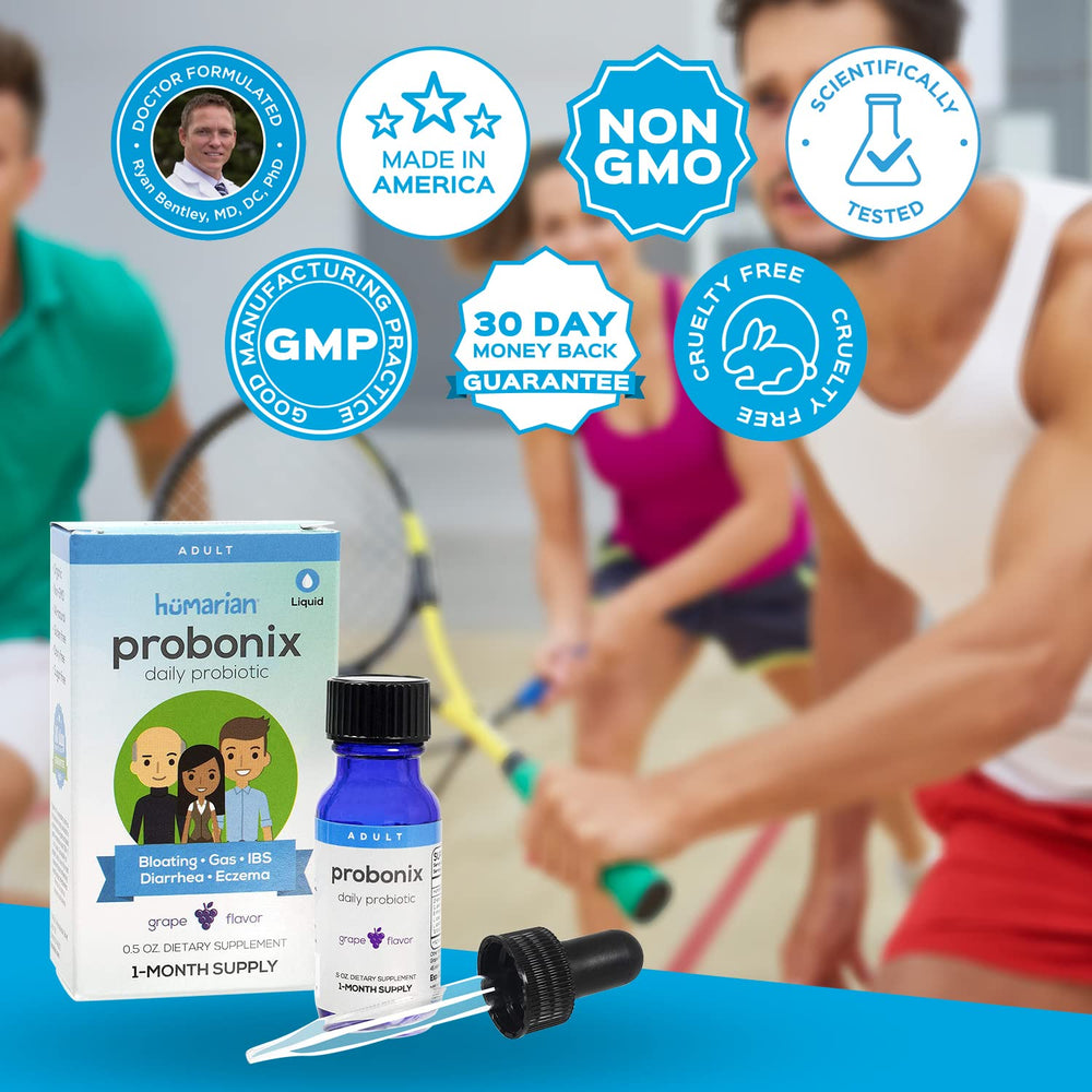 Hands holding a 30-day supply bottle of Probonix Humarian Probiotics