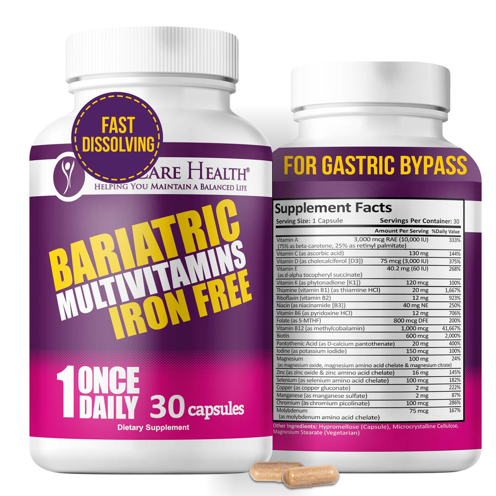 Procare Health Bariatric Multivitamin Iron-Free bottle with capsules