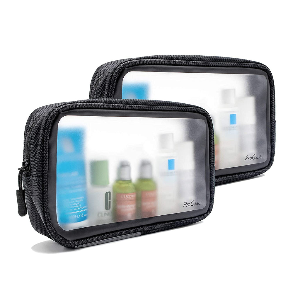 ProCase 2 pack black travel toiletry bags side view
