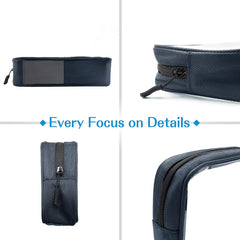 Navy travel pouch with clear one side for quick access