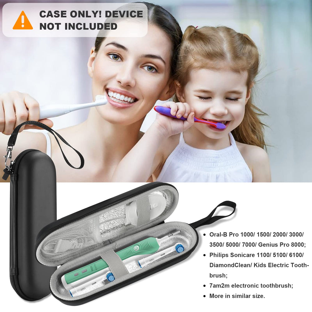 Open case showing elastic toothbrush strap