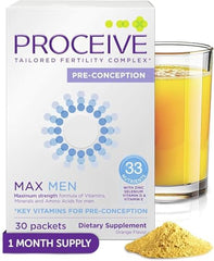 Proceive Max Men fertility supplement sachets arranged for display