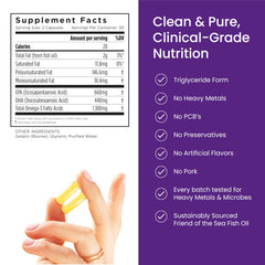 Back of the bottle with nutrition facts and purity testing