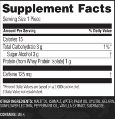 PROCHEW nutrition facts show 15 calories per chew and protein support.