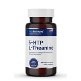 Bottle of 5-HTP formula with L-Theanine, B6, B12, and Magnesium for stress relief
