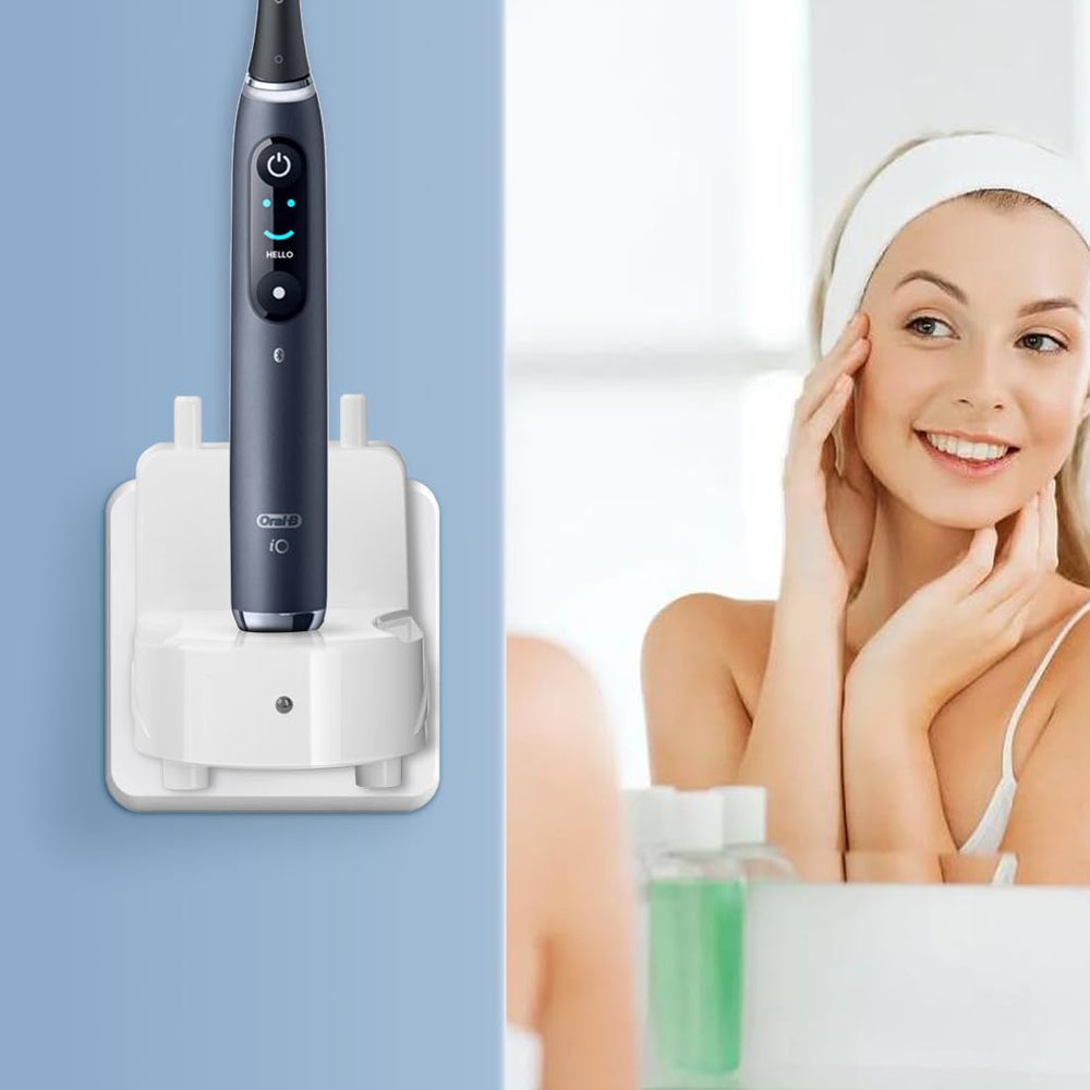 Product gallery showing 8-image set of Oral-B wall charger base