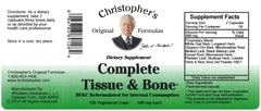 Product packaging showing label for Complete Tissue & Bone Formula
