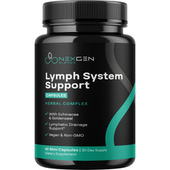 Product packaging displaying lymph system support label