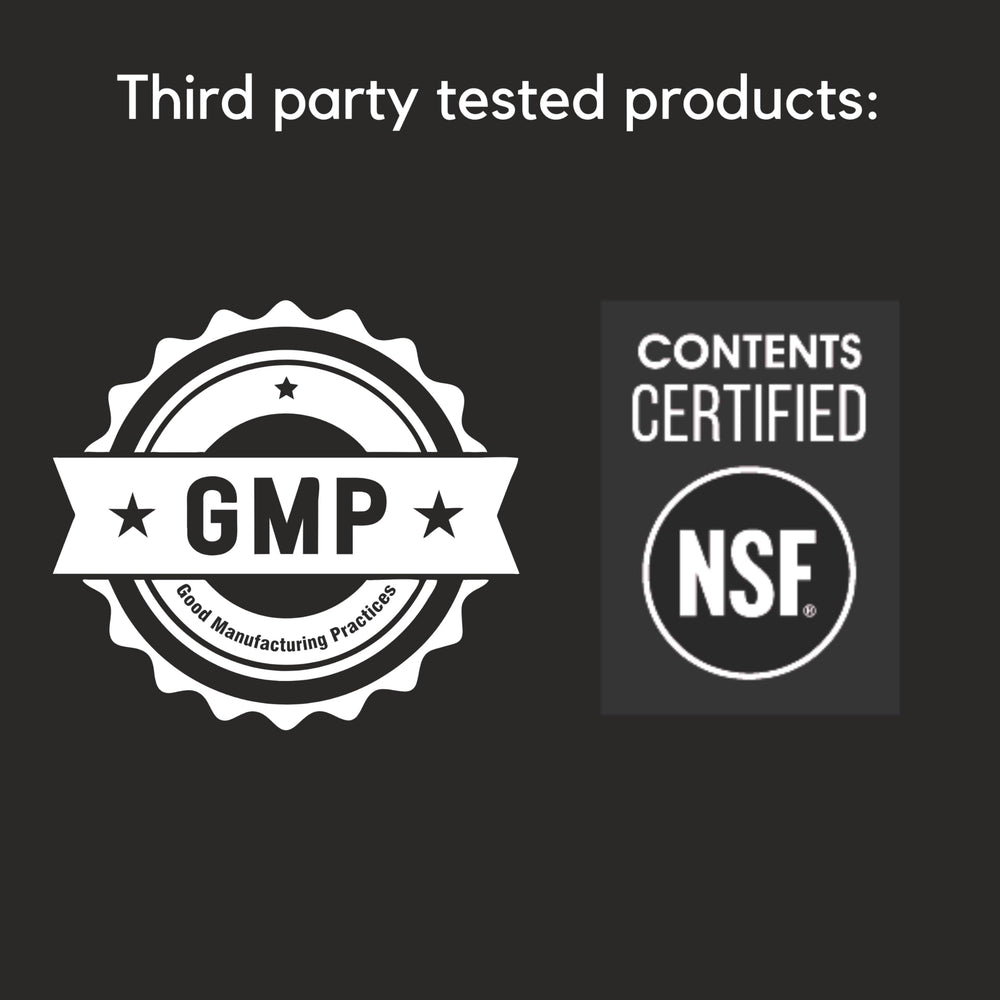 NSF Certified and gluten-free symbols on Proferrin Clear packaging
