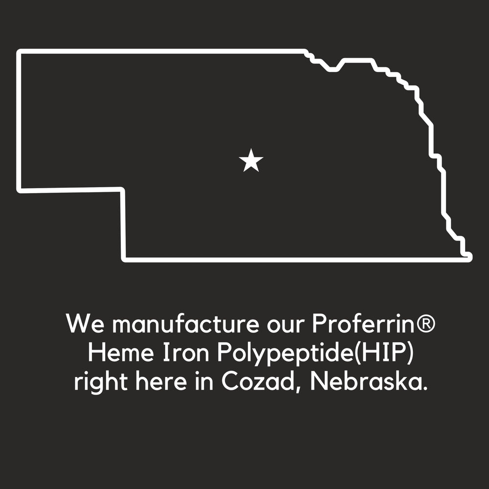 Ingredients panel featuring heme iron polypeptide