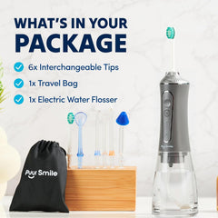 Packaging showing 7 replacement tips and device