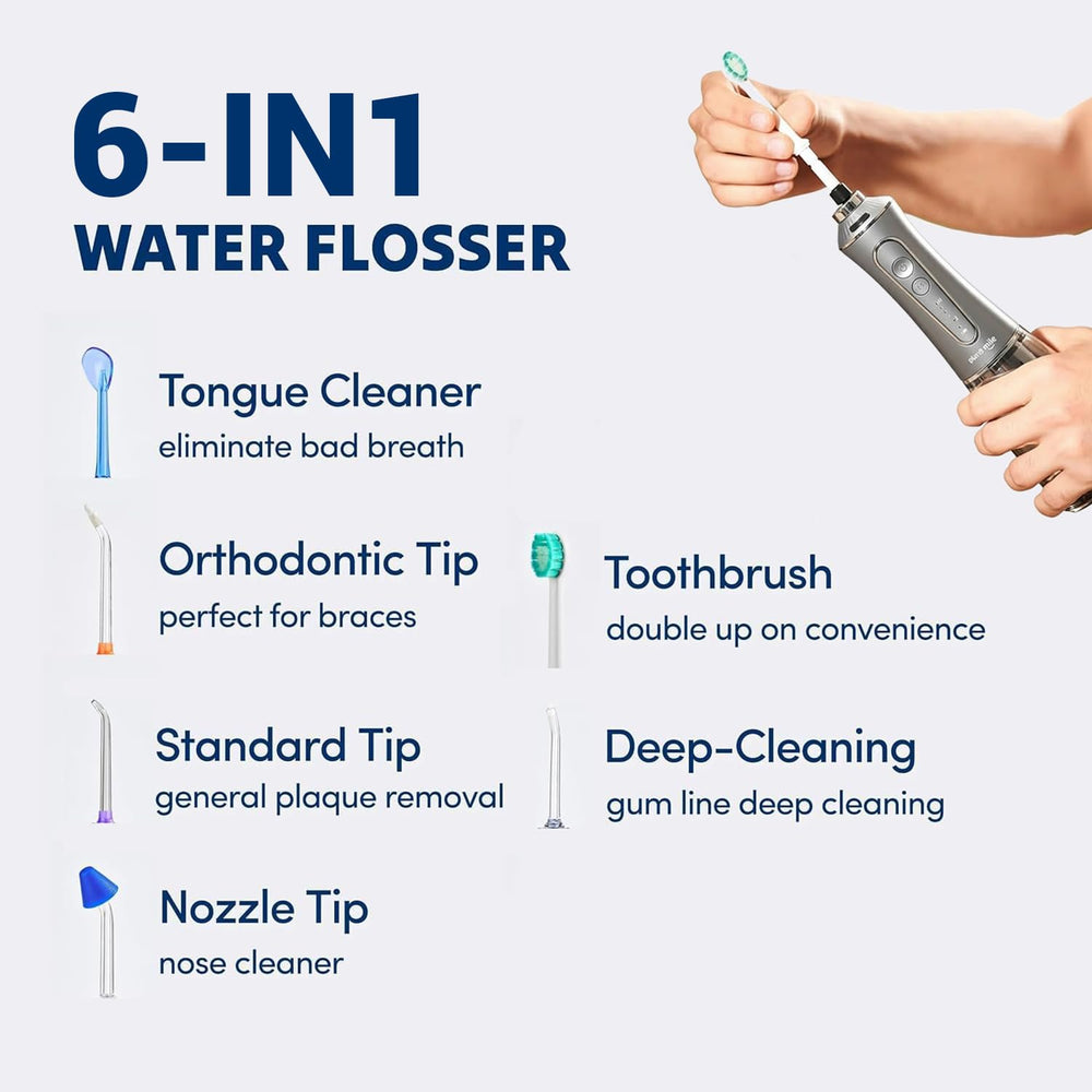 Grey water flosser showing large reservoir tank