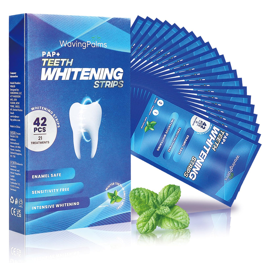 Front of Professional Whitening Strips for Sensitive Teeth packaging