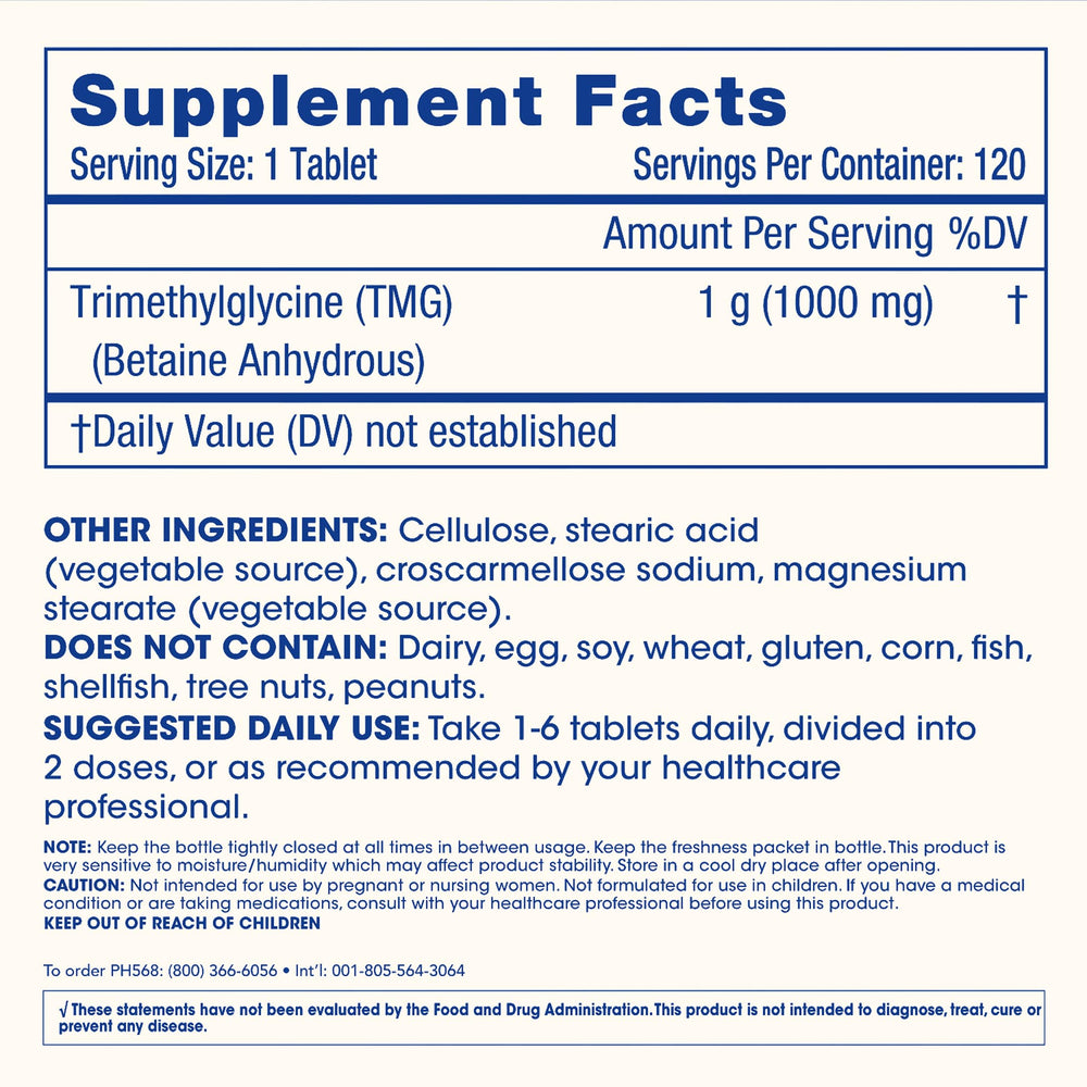ProHealth Longevity TMG ingredients list