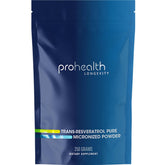 Front view of ProHealth Longevity Trans-Resveratrol Powder 250g packaging
