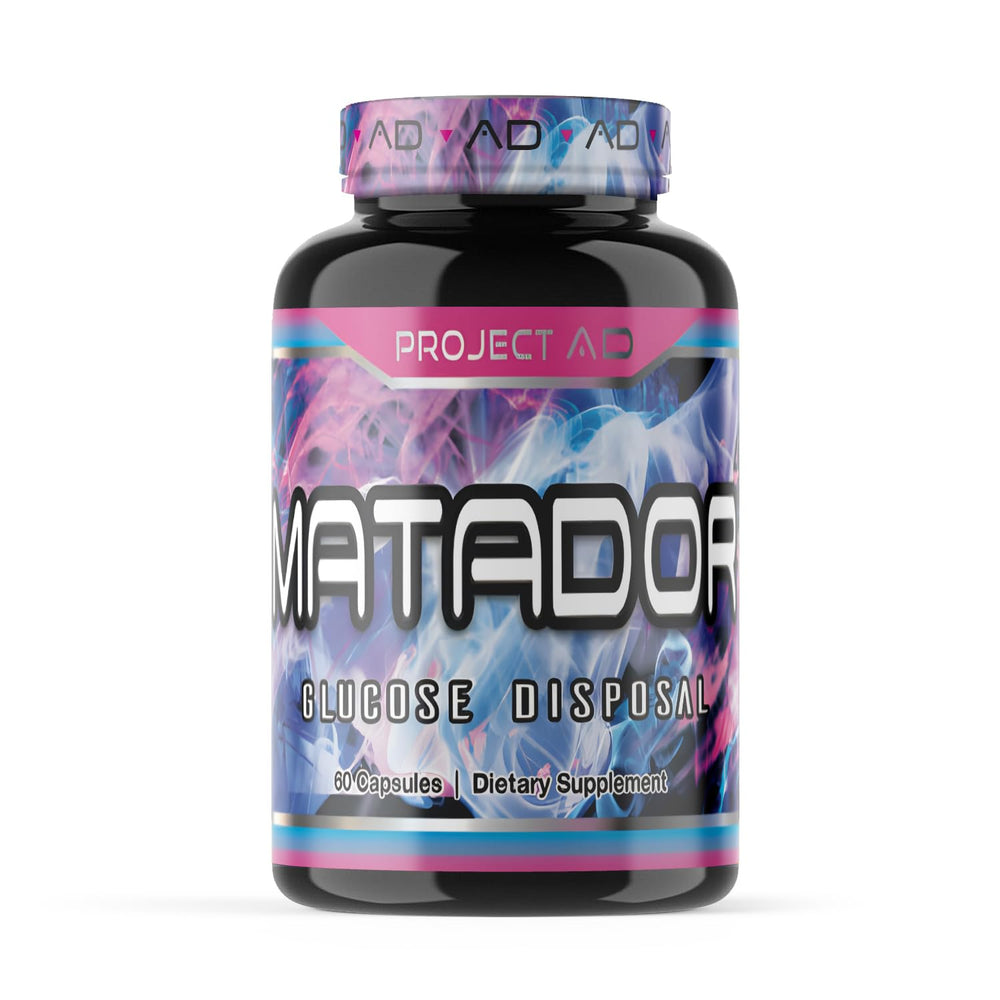 Project AD Matador bottle front view highlights a natural muscle builder for stronger pumps
