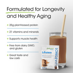 Pouring Prolon Longevity Berry protein for easy daily nutrition.