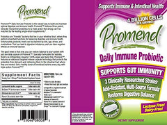 Nutrition label on Promend probiotic capsules