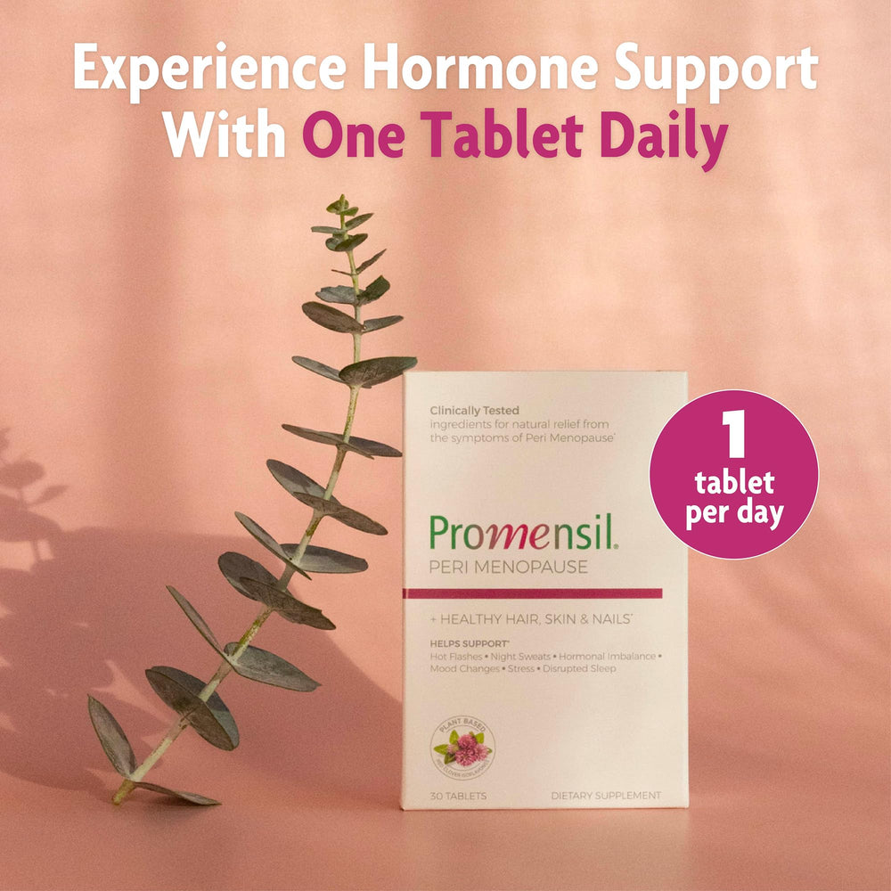 Promensil Perimenopause red clover isoflavones bottle - side view