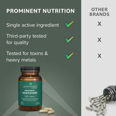 Lifestyle shot of Prominent Nutrition Shatavari capsules on a white background
