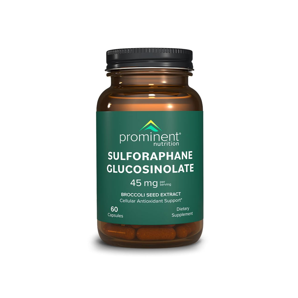 Prominent Nutrition sulforaphane supplement bottle displaying 45 mg per serving