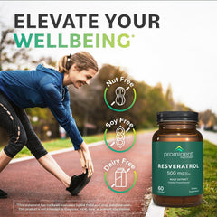Lifestyle image promoting wellness with Prominent Resveratrol branding