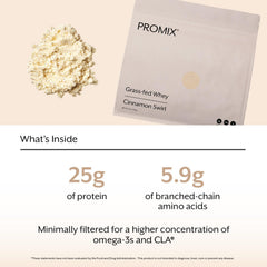 ProMix Nutrition cinnamon swirl nutrition facts close-up highlights gluten-free and keto-friendly attributes.