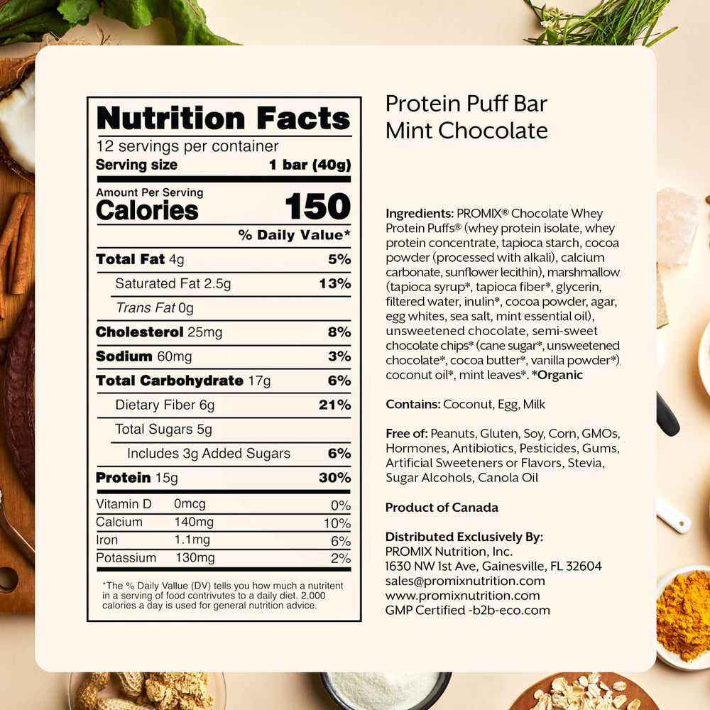 Promix Protein Puff Bars mint chocolate texture in detail