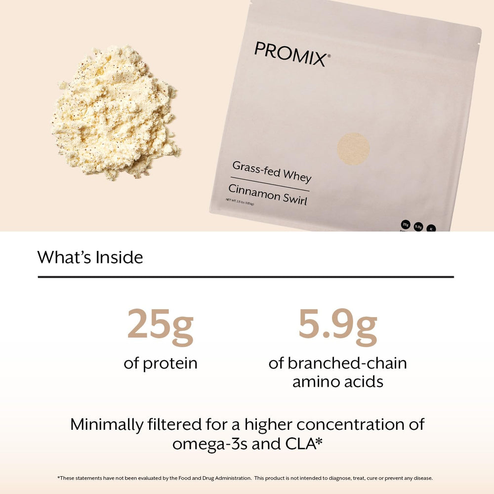 Ingredients list for ProMix Cinnamon Swirl Whey Protein Powder