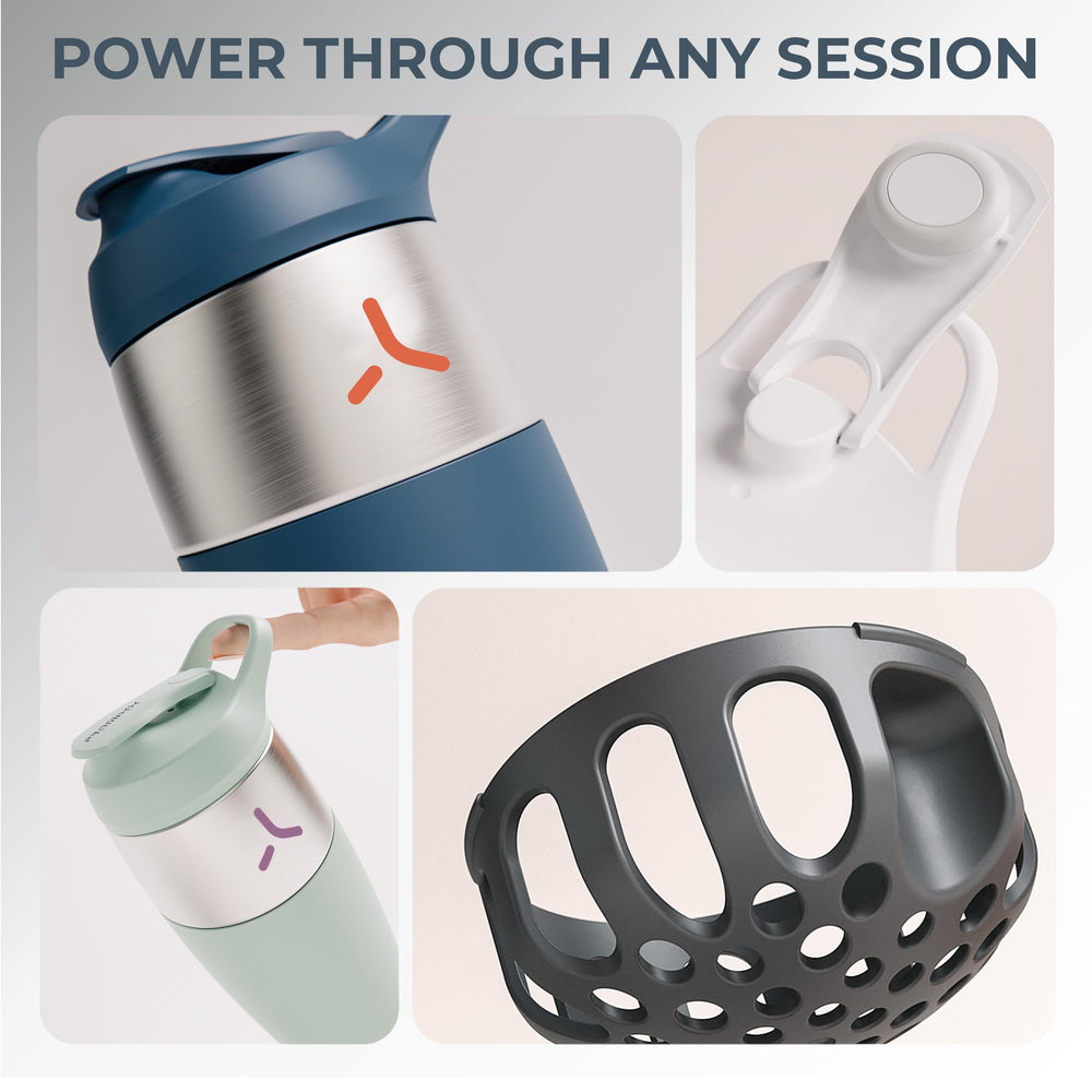 Promixx 32oz shaker-easy-to-clean design speeds post-workout cleanup.