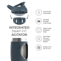 Promixx Pursuit insulated double-wall keeps drinks cold during commutes.