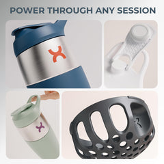 Promixx pursuit shaker bottle body showcases sturdy stainless steel for durable performance.