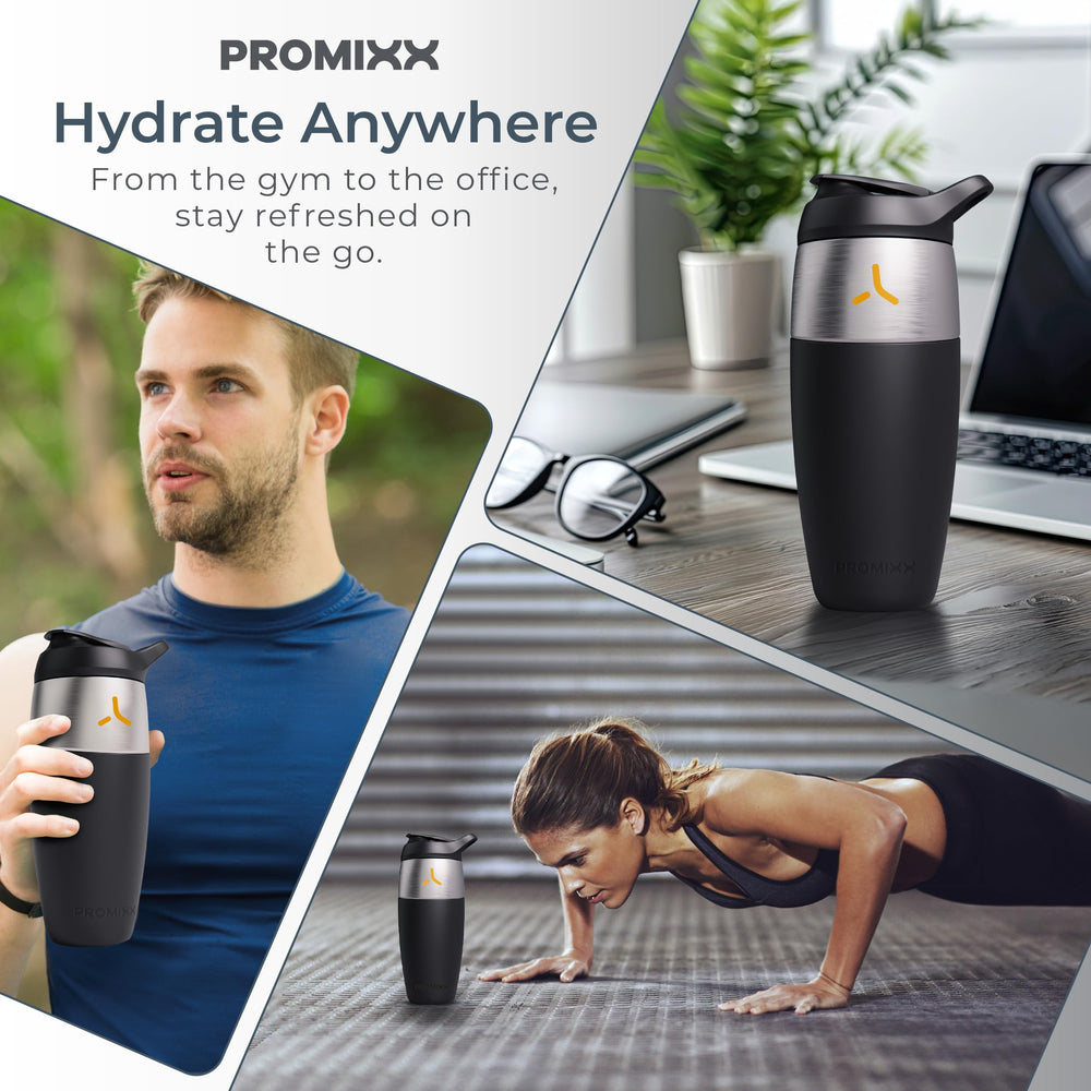 Promixx pursuit shaker ceramic white finish offers a clean, sleek look.