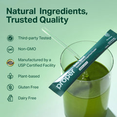 Proper ingredient bundle with wheatgrass spirulina chlorella for nutrient density