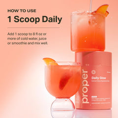 At-home serving: glass of peach drink prepared with powder