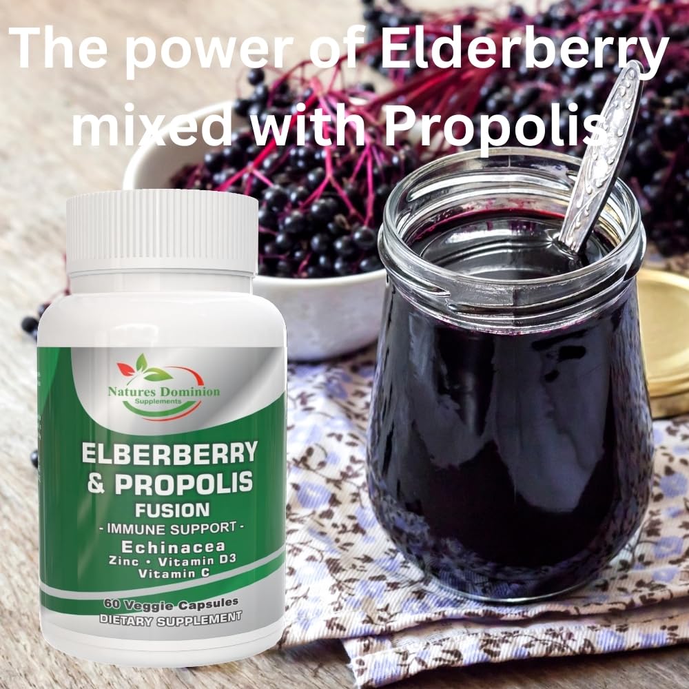 Close-up of elderberries and propolis resin illustration