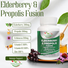Propolis resin and elderberry imagery for immune boost