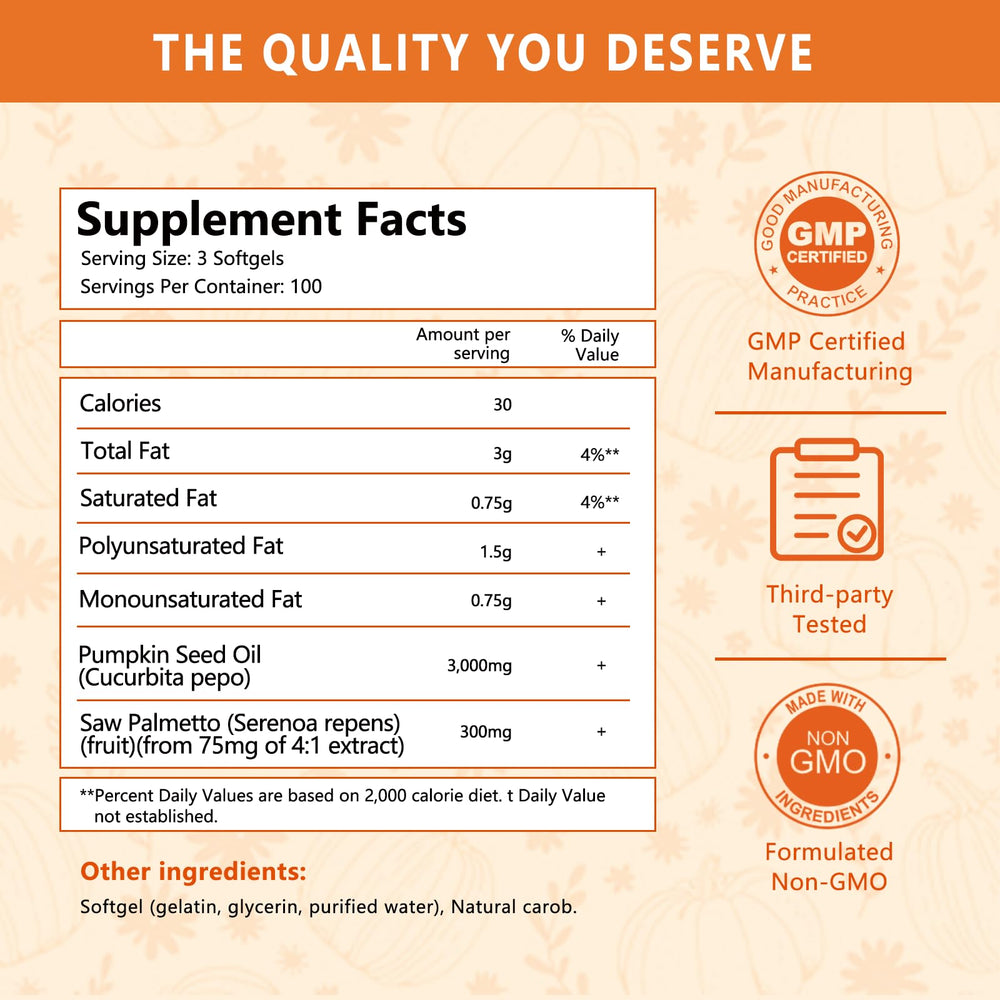 Graphic highlighting benefits for prostate, hair, immune support, and bladder health.