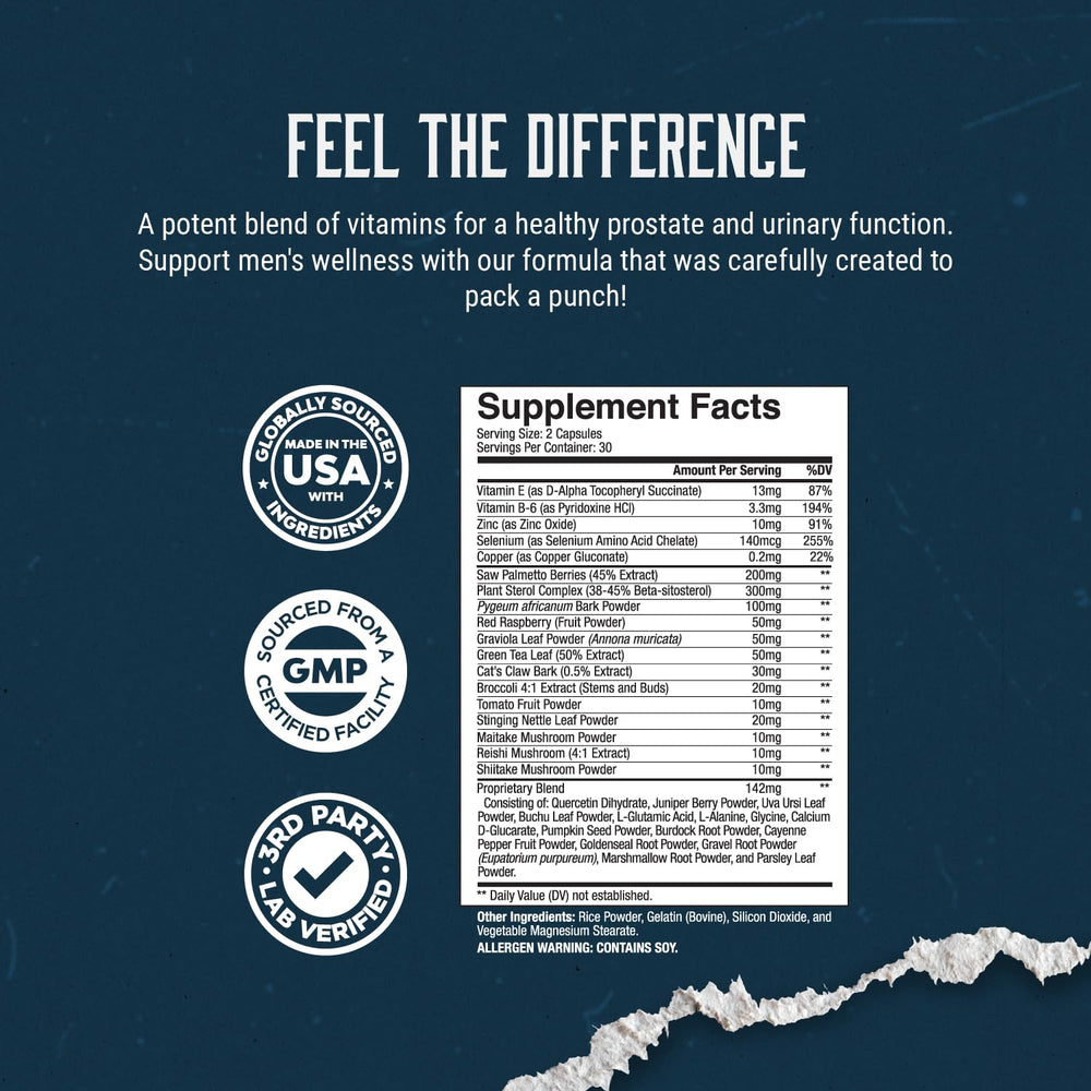 Prostate health capsules arranged with herbal ingredients